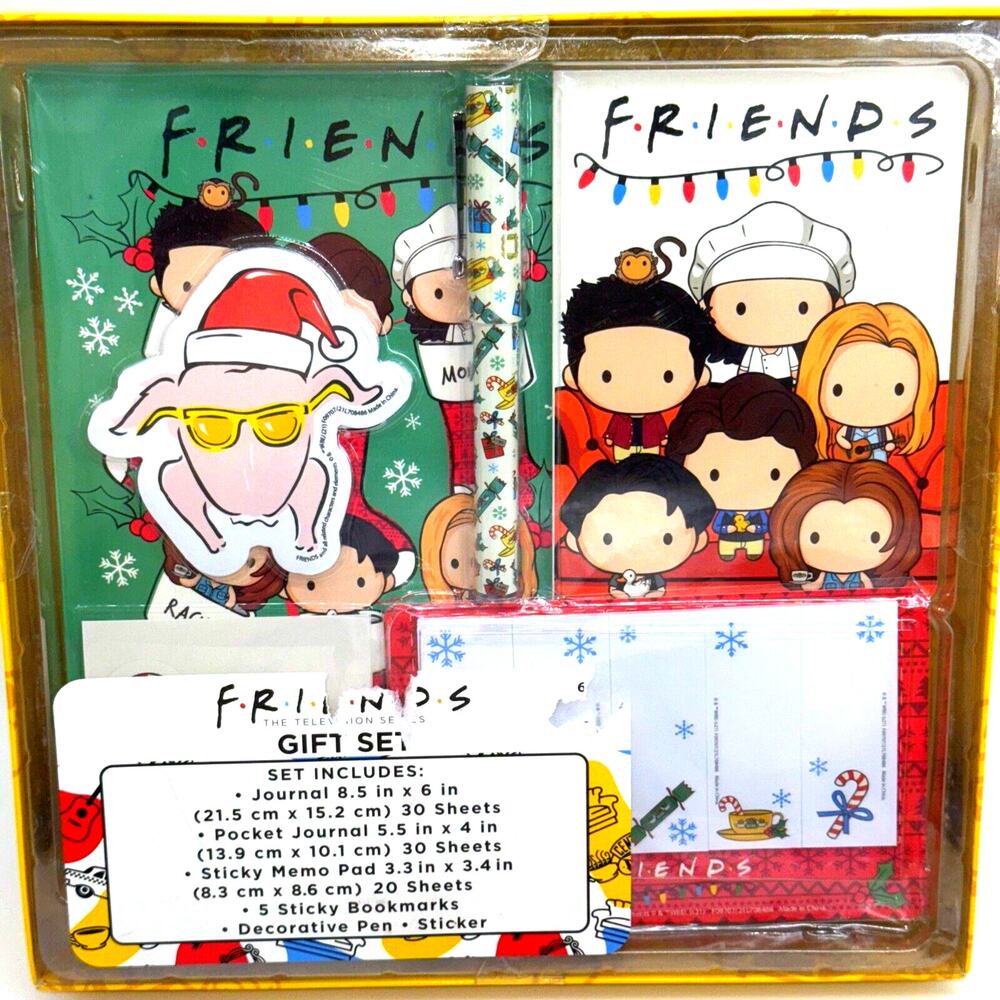 New Friends Christmas Gift‎ Set 2 Journals Pen Sticky Note Pads Stickers Holiday